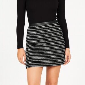 Sanctuary Black Sequin Sparkle Metallic Elastic Waist Knit Mini Skirt Medium